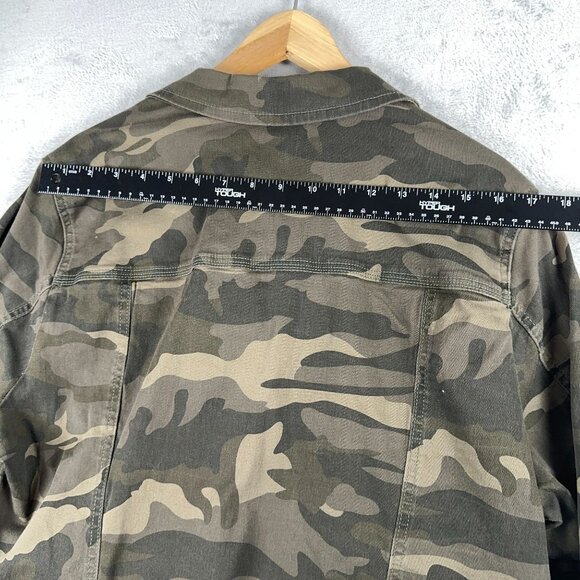 D. Jeans Camouflage Denim Jacket Button Front Army Green Women's Size 1X - Picture 11 of 12